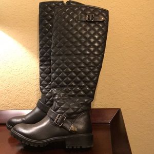 Black Quilted Riding Boots